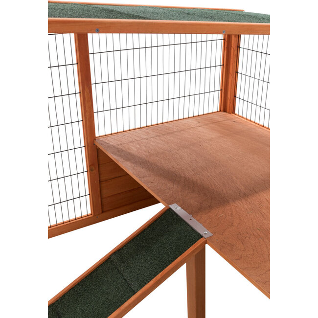 Trixie Natura Ren met Afdekking XL - Buitenren van grenenhout voor konijnen, cavia's en andere knaagdieren - 233 × 79 × 116 cm