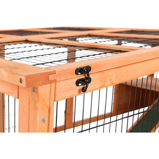 Trixie Natura Ren met Afdekking XL - Buitenren van grenenhout voor konijnen, cavia's en andere knaagdieren - 233 × 79 × 116 cm