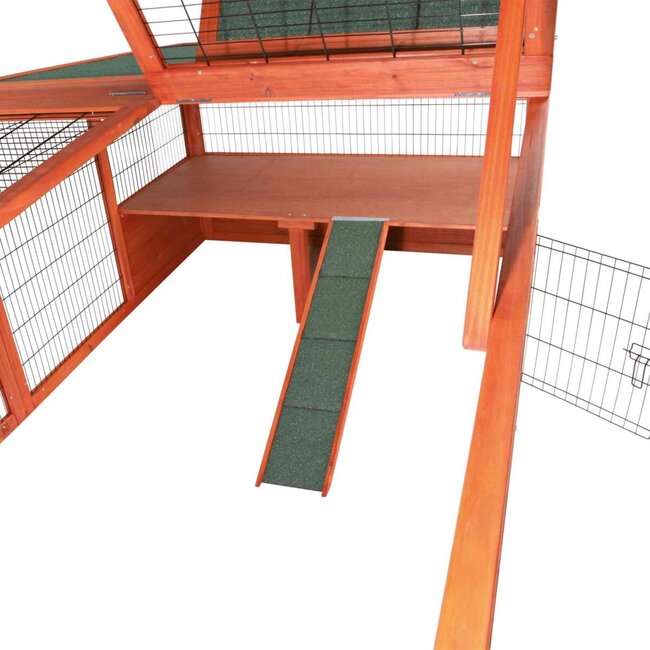 Trixie Natura Ren met Afdekking XL - Buitenren van grenenhout voor konijnen, cavia's en andere knaagdieren - 233 × 79 × 116 cm