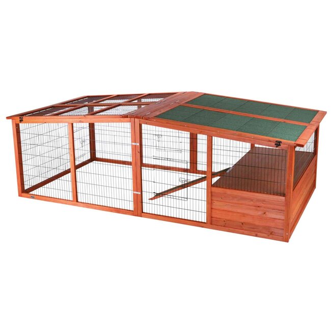 Trixie Natura Ren met Afdekking XL - Buitenren van grenenhout voor konijnen, cavia's en andere knaagdieren - 233 × 79 × 116 cm