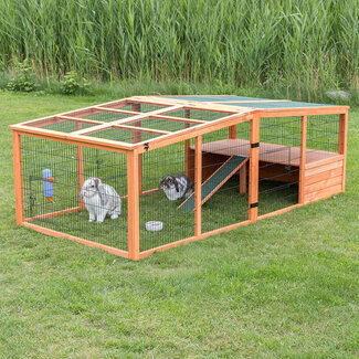 Trixie Natura Rabbit Hutch with Cover XL 233 × 79 × 116 cm, Brown