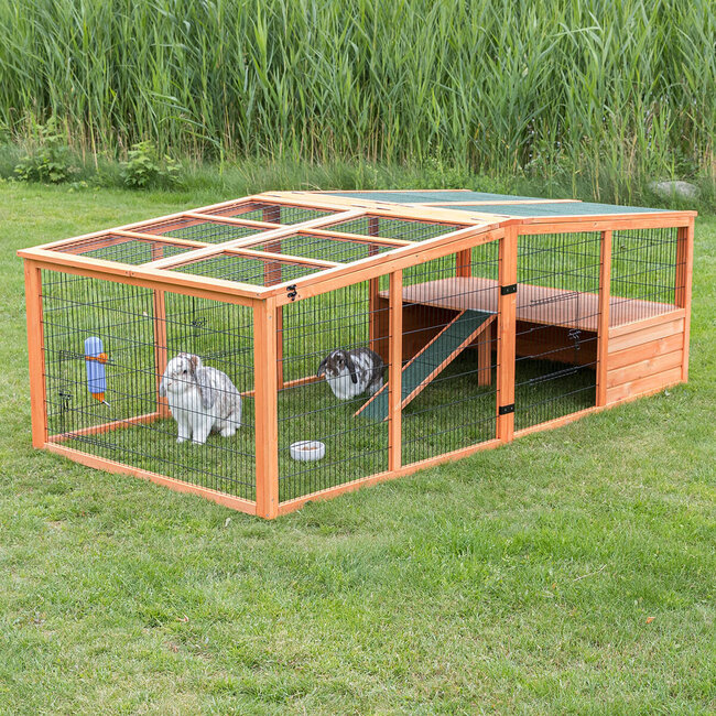 Natura Rabbit Hutch with Cover XL 233 × 79 × 116 cm, Brown