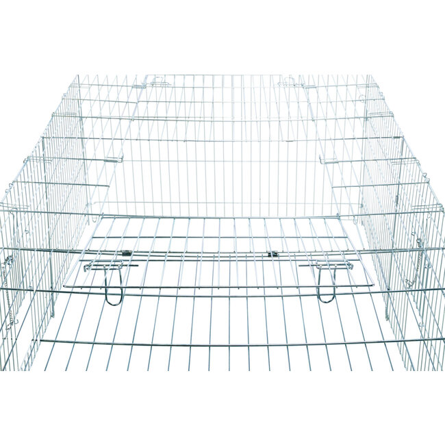Ren met dak - Metalen speelren voor konijnen en cavia's - Buiten - 114 × 58 x 116 cm - Grijs