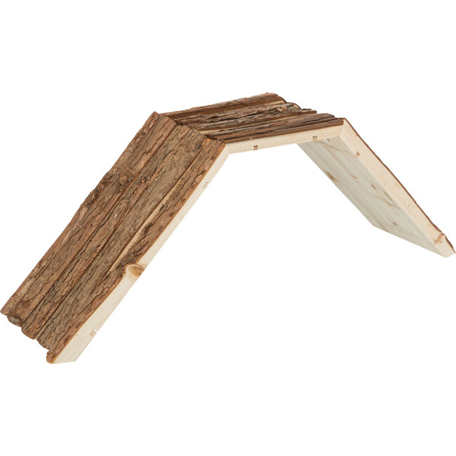 Trap om gemakkelijk uit het verblijf te lopen - Bruggetje voor konijnen en cavia's - 63 × 18 × 15 cm - Schorshout
