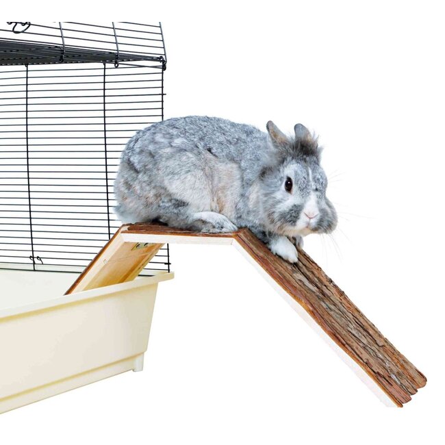 Ramp for easy exit from the enclosure - Bridge for rabbits and guinea pigs - 63 × 18 × 15 cm - Bark wood