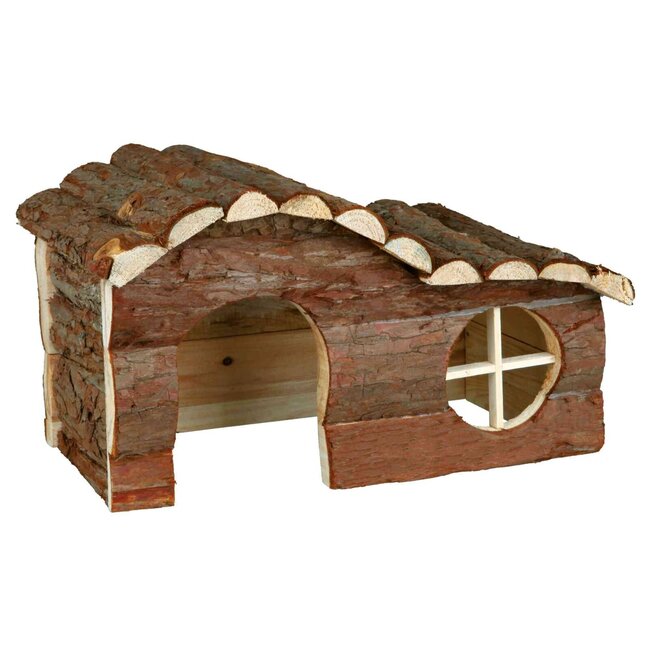 Hanna House - Hutch for Rabbits and Guinea Pigs - 43 × 22 × 28 cm - Bark Wood