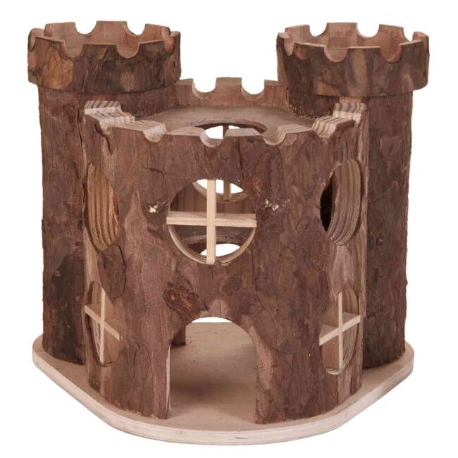 Speelhuis Matti voor dwerghamsters, muizen en gerbils - Kasteel - 19 × 14 × 15 cm - Schorshout