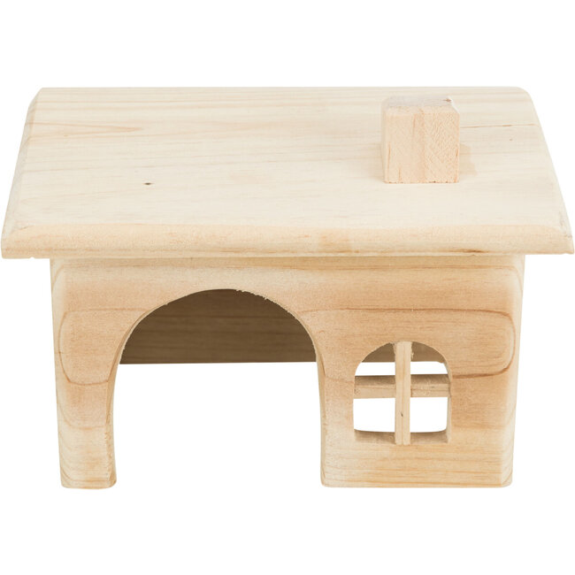 Houten huisje met punt dak voor dwerghamsters, muizen en gerbils - 15 × 11 × 15 cm - Hout