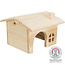 Wooden house with gable roof for dwarf hamsters, mice and gerbils - 15 × 11 × 15 cm - Wood
