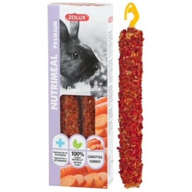 Knaagsticks met wortel - Snack voor konijnen en knaagdieren - 2 stuks - 110 gram