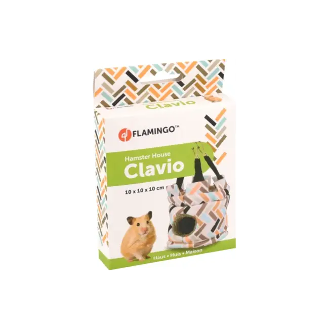 Flamingo Clavio Hangend Mandje - Zacht hanghuisje met clipje voor goud- en dwerghamsters - 10 × 10 × 10 cm