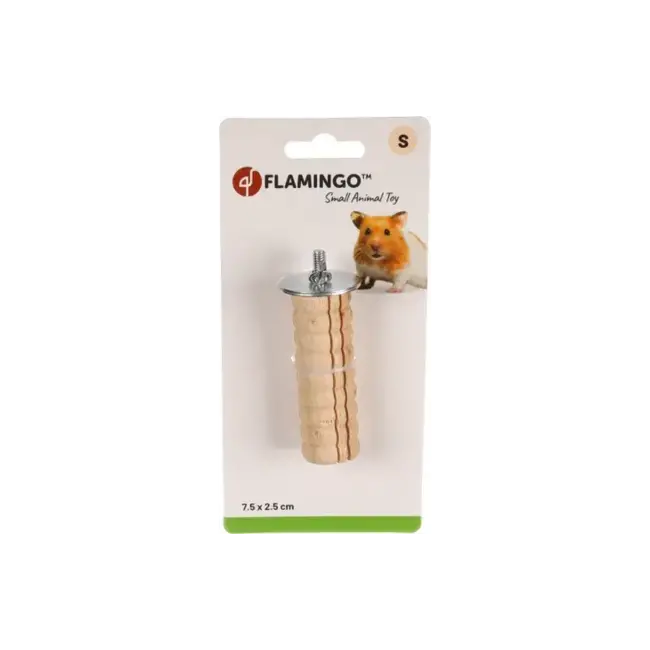 Flamingo Knabbelhout Majs - Houten tandenknabbelaar voor knaagdieren - 7,5 × 2,5 cm, beige