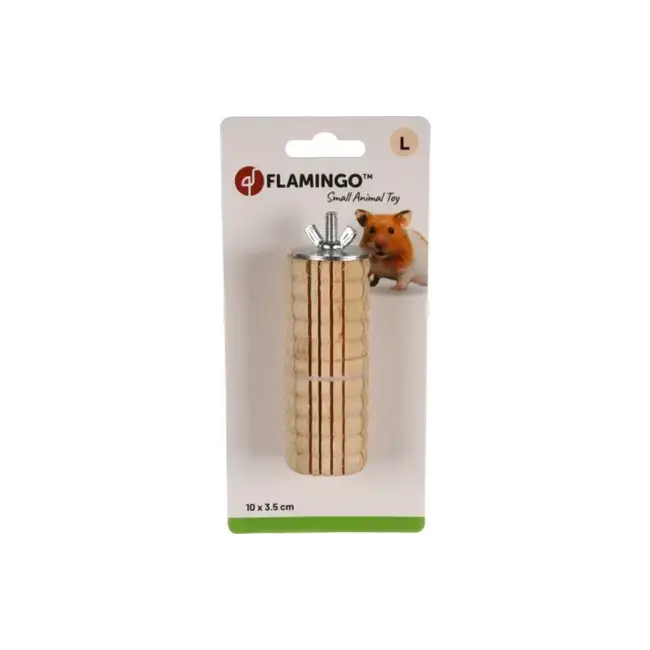 Flamingo Knabbelhout Majs - Houten tandenknabbelaar voor knaagdieren - 10 × 3,5 cm