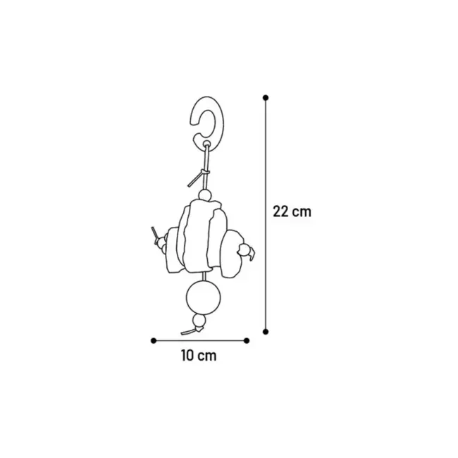 Flamingo Speelgoed Hanger Mareb - Knabbelbare hanger van gras, loofah, maïsbladeren en hout voor knaagdieren - 14 cm