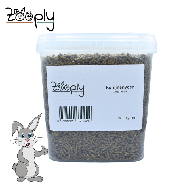 Zooply Konijnenvoer - Hoge kwaliteit konijnenvoer - In emmer verpakt - 3 kg
