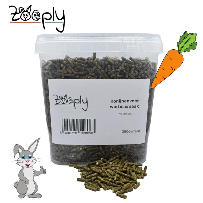 Zooply Rabbit feed with carrot flavor - Highest quality rabbit feed from Germany - Plastic bag - 3.5 kg
