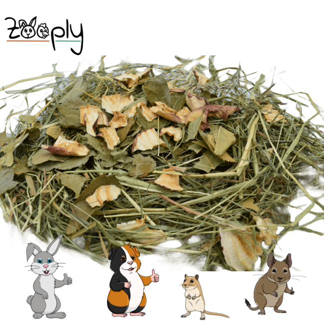 Zooply Kruidenhooi met Appel en Appelblad - Hooi vers van 't land - Gemakkelijk verpakt - 1 kg