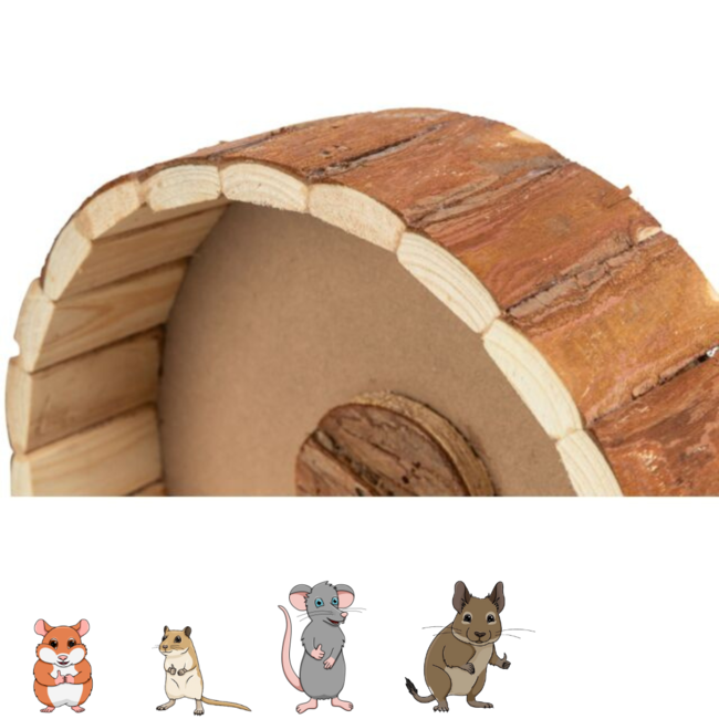 Exercise wheel for rodents - Toy for Syrian hamsters, rats and gerbils - ø 29 cm - Bark wood