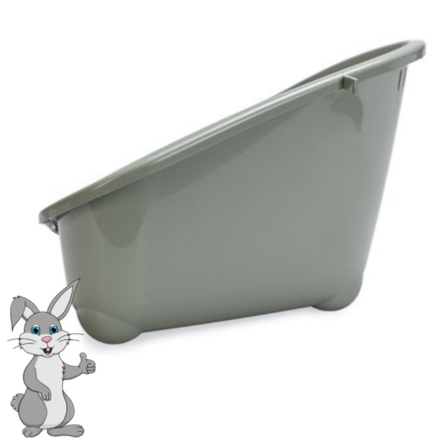 Modern rodent toilet with hook, plastic, warm gray