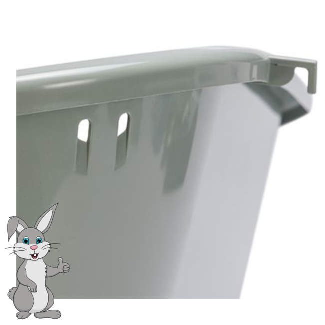 Hoektoilet met bevestigingshaken - voor konijnen -  49,5 x 34 x 26 cm - Grijs