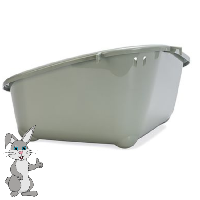 Corner toilet with mounting hooks - for rabbits - 49.5 x 34 x 26 cm - Grey