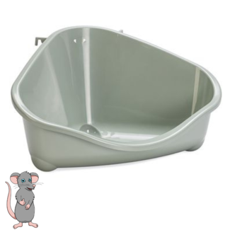 Modern rodent toilet with hook, made of plastic, warm gray, medium size.