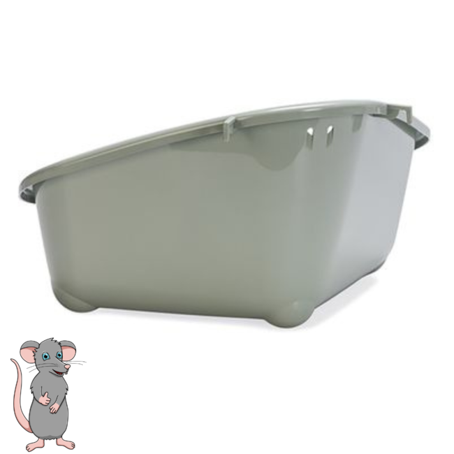 Corner toilet with mounting hooks - for rats and ferrets - 35 x 24 x 19 cm - Grey
