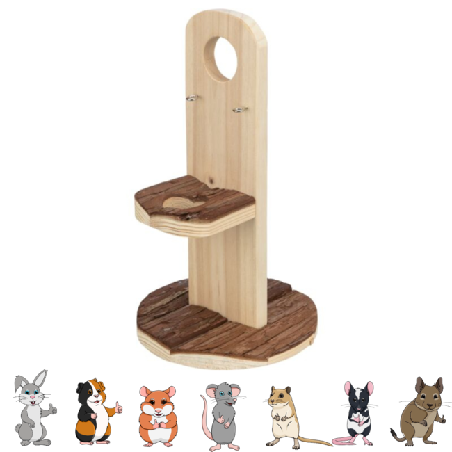 Water bottle holder for water bottles - Water bottle holder for rabbits and rodents - ø 18 × 30 cm - Bark wood