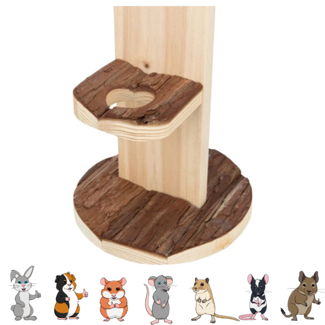 Water bottle holder for water bottles - Water bottle holder for rabbits and rodents - ø 18 × 30 cm - Bark wood