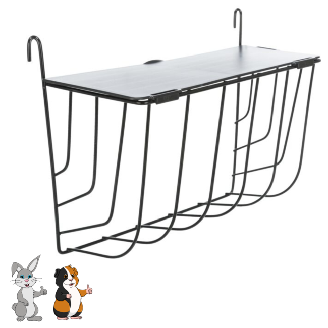 Hooiruif om op te hangen - Metalen hooiruif voor konijnen en cavia's - 25 × 18 × 12 cm - Zwart