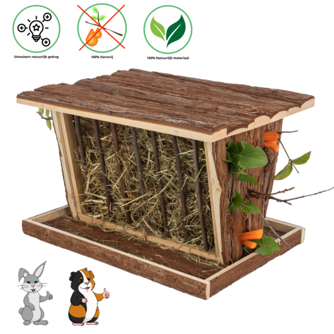 Standing Hay Feeder with Bottom and Lid 40 x 22 x 30 cm