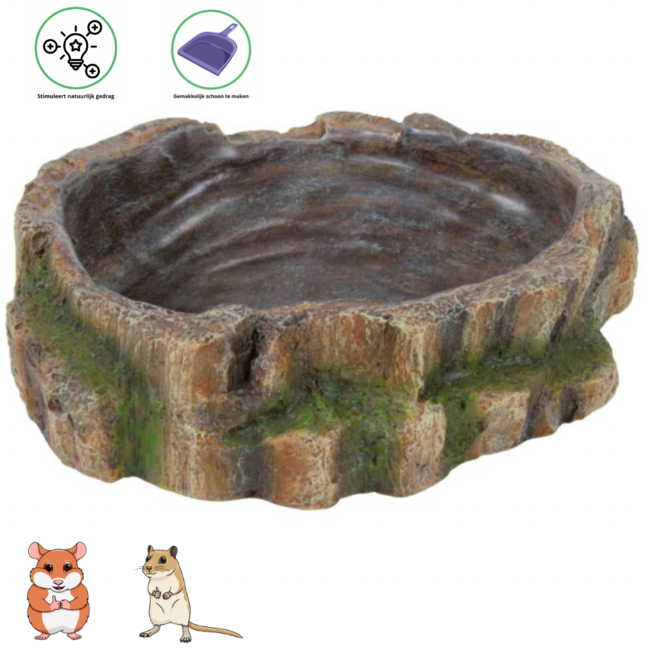 Keramisch zandbad voor hamsters en gerbils - 18 × 4,5 × 17 cm - Regenwoud look