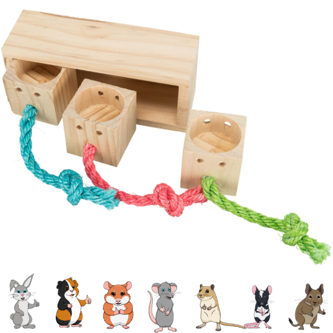 Snack cube - enrichment toy for rabbits and rodents - 15 × 5.5 × 6 cm - wood