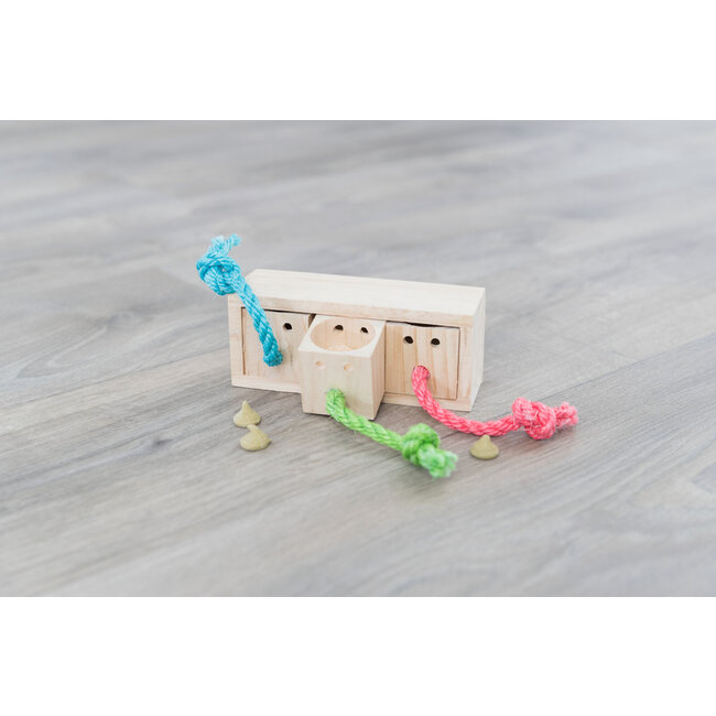 Snack kubus - Verrijkingspeelgoed voor konijnen en knaagdieren - 15 × 5,5 × 6 cm - Hout