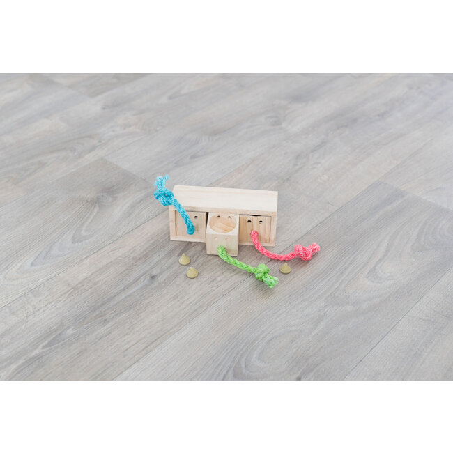 Snack kubus - Verrijkingspeelgoed voor konijnen en knaagdieren - 15 × 5,5 × 6 cm - Hout