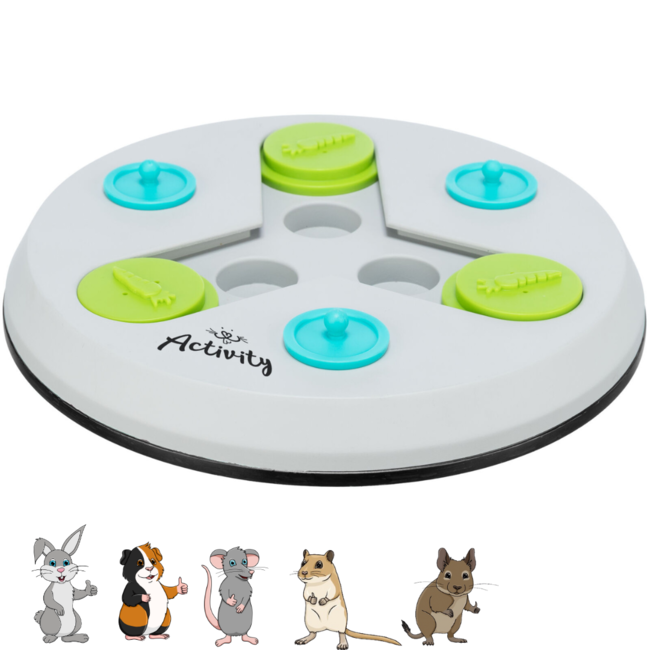 Slide & Fun board - Enrichment game for rabbits and rodents - ø 23 cm - Grey