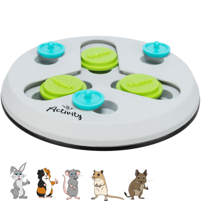 Slide & Fun board - Verrijkingsspel voor konijnen en knaagdieren - ø 23 cm - Grijs