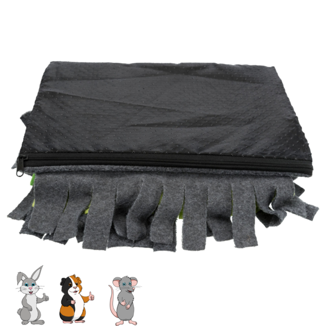 Snuffelmat - Verrijkingspeelgoed voor konijnen en knaagdieren - 27 × 20 cm - Grijs / Groen