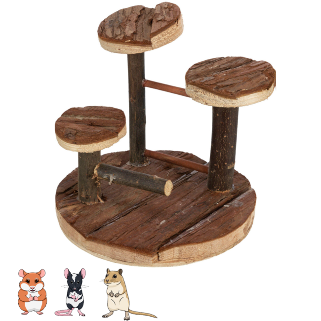 Klauterrek voor hamsters, muizen en gerbils - ø 14 × 14 cm - Schorshout