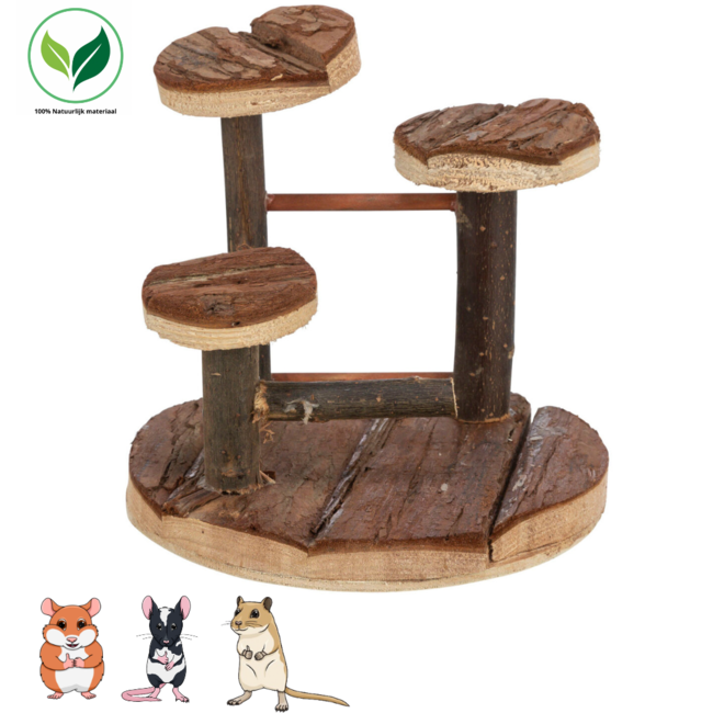 Klauterrek voor hamsters, muizen en gerbils - ø 14 × 14 cm - Schorshout