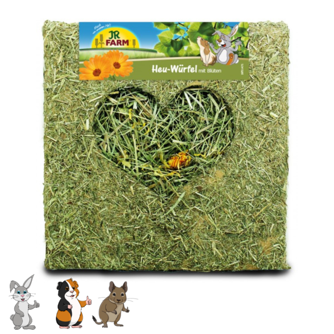 JR Farm Hay Block with Flowers - Snack for Rabbits and Guinea Pigs - 450 grams