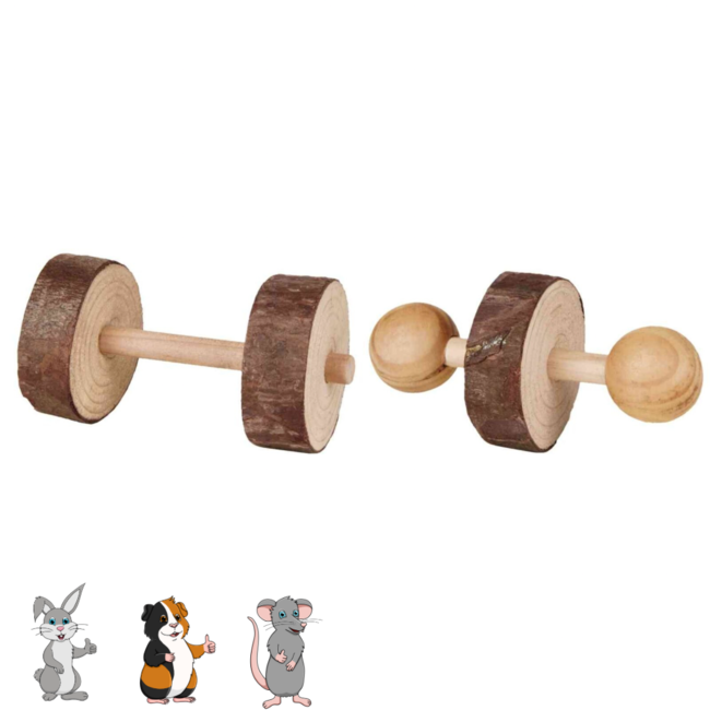 Trixie Set Halters - Houten knaaghalters voor konijnen, cavia's, hamsters, gerbils, muizen en ratten - ø 4,5 × 9 cm, 2 stuks