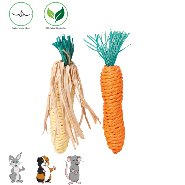Set of Straw Toys Corn/Carrot 15 cm, 2 Pieces.