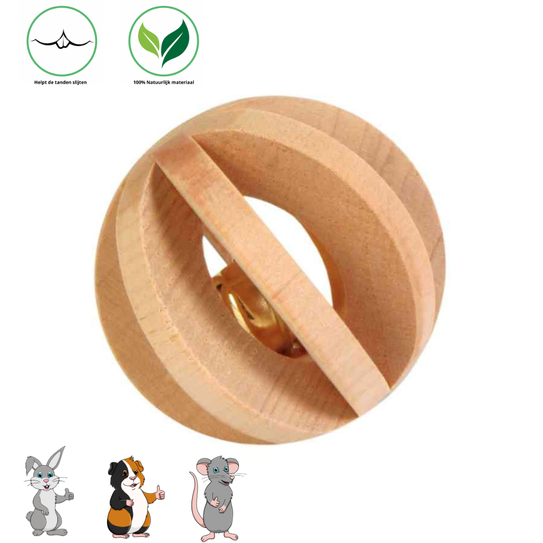 Trixie Lamellenbal - Speelgoed voor konijnen en knaagdieren - ø 6 cm - Hout