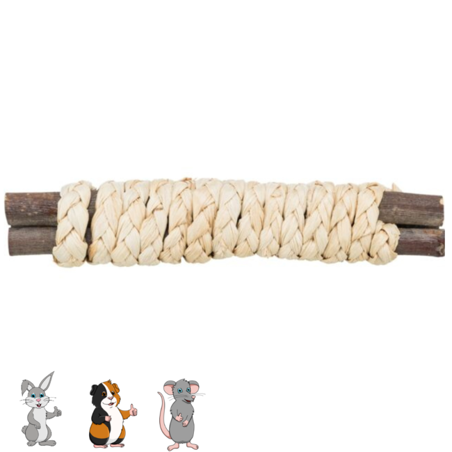 Trixie Houten Sticks met Stro - Knaagspeelgoed voor konijnen, cavia's, hamsters, gerbils en muizen - 15 × 3 cm