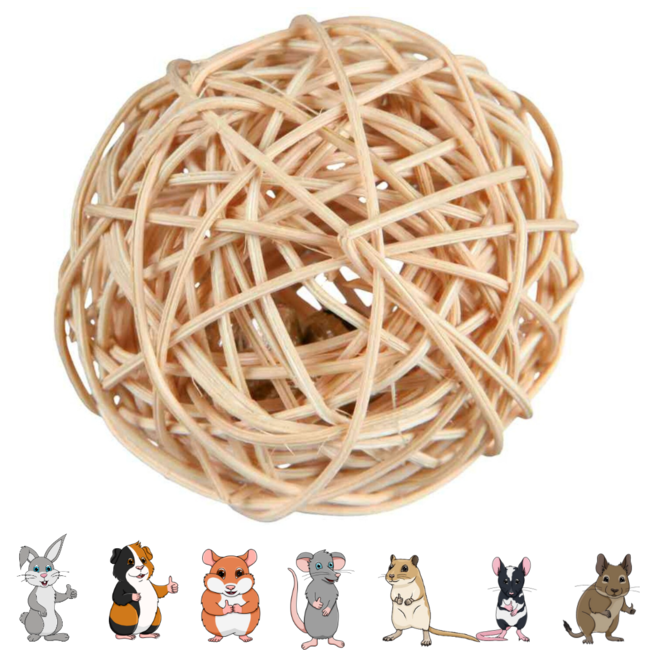 Wicker Ball with Bell, 4 cm Diameter