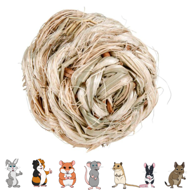 Grasbal met belletje -100% Natuurlijk - ø 6 cm