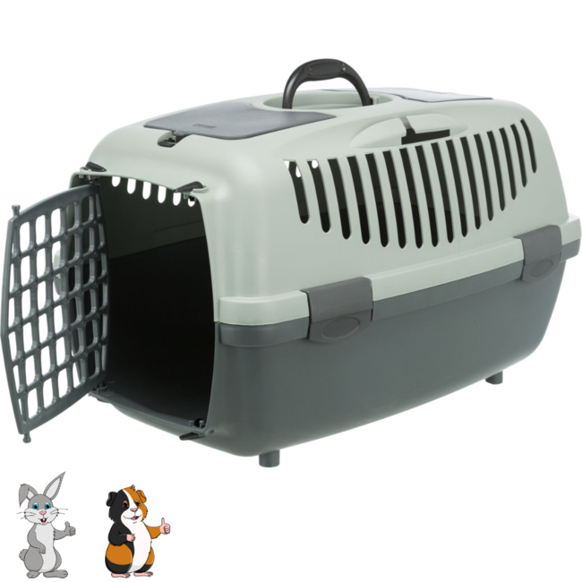 Transport crate for transporting rabbits and guinea pigs - 37 x 34 x 55 cm - Grey