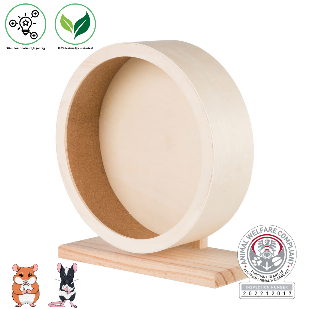 Trixie Geluidstil loopwiel - Looprad voor dwerghamsters en muizen - ø 20 cm - Hout