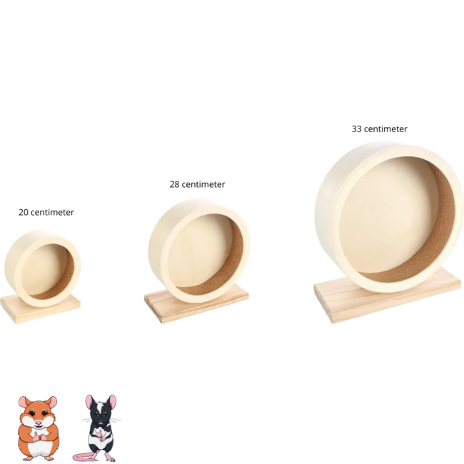 Geluidstil loopwiel - Looprad voor dwerghamsters en muizen - ø 20 cm - Hout